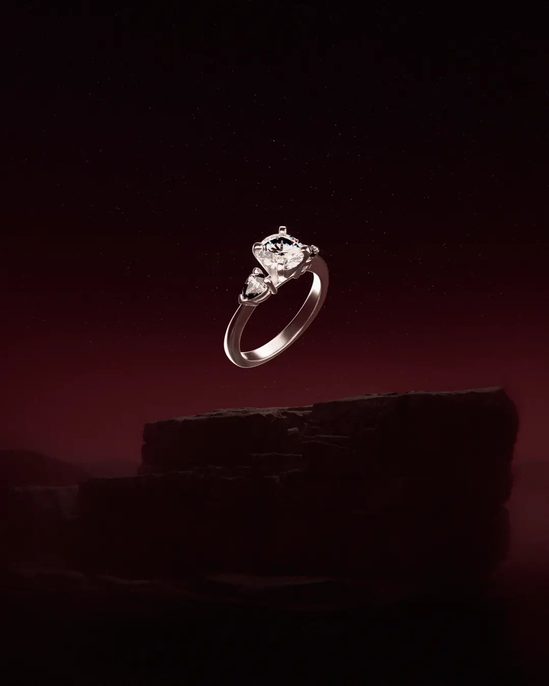 Red abstract 3D ring render