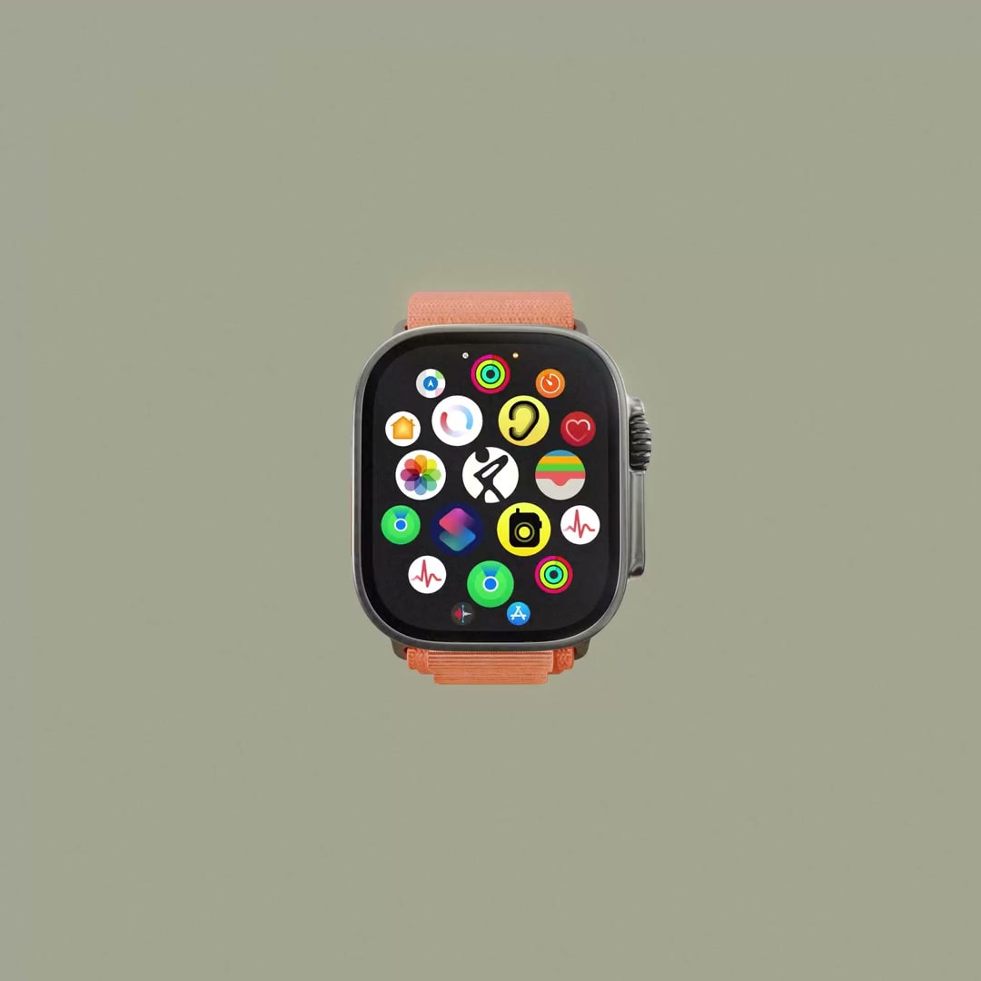 Rounds app animation on a smartwatch with an orange strap