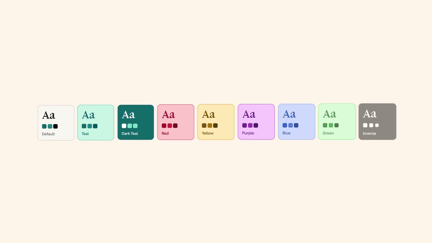 Gusto colour and typography themes changing across a testimonial card