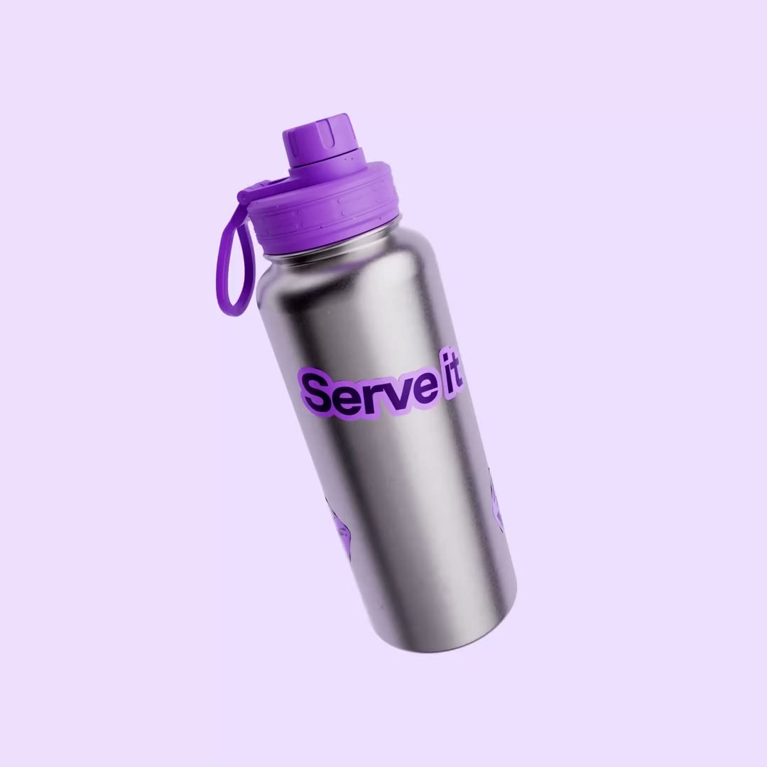 Animated Shelby merchandise with branded bottle and clothing